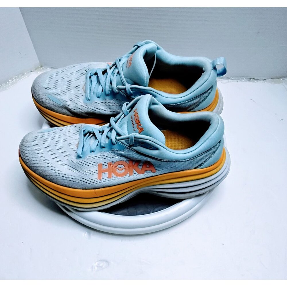 Hoka One One Bondi 8 Running Shoes Size 10D Wide Blue & Orange Lightweight - Picture 7 of 7